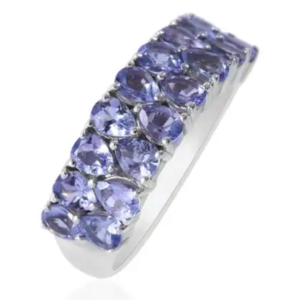 Tanzanite Band Ring in Platinum over Sterling Silver.  NWT